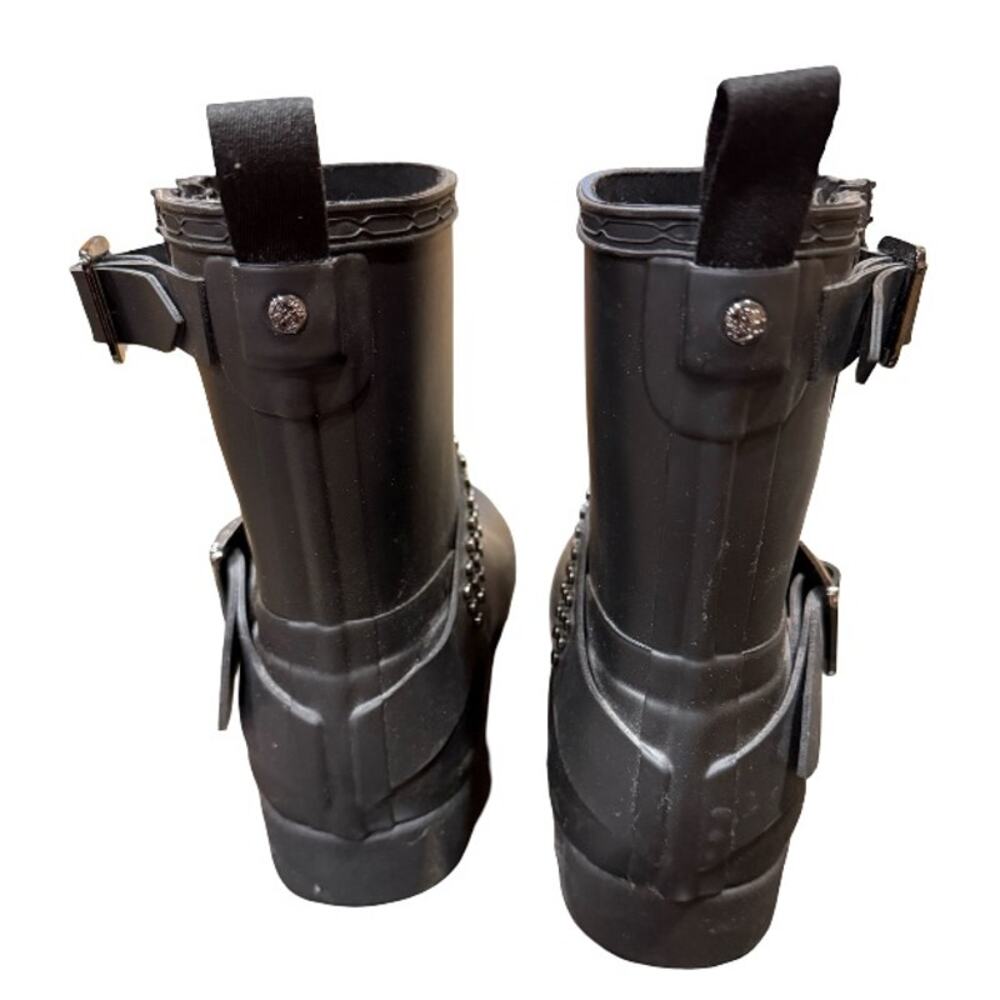 Hunter Brand Women's Stud Biker Rain Boots -Size 8 -Black - Picture 4 of 5